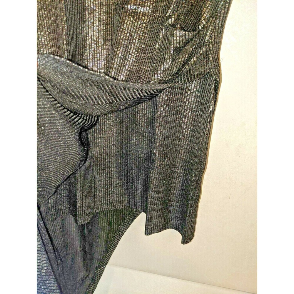 Allegra K Sheer Top Asymmetrical Dress Black Silver sz Large - Picture 2 of 6